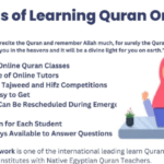 Benefits of online Quran classes, including flexible schedules, expert tutors, and certificates, with a Hadith about Quranic recitation.